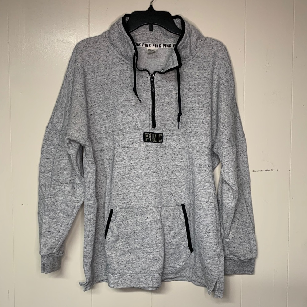 PINK oversized quarter zip sweatshirt size large